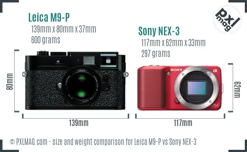 Leica M9-P vs Sony NEX-3 size comparison