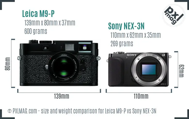 Leica M9-P vs Sony NEX-3N size comparison