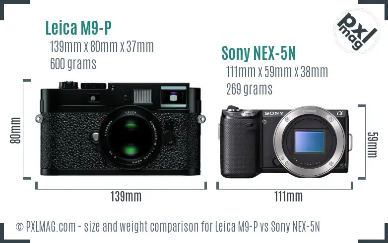 Leica M9-P vs Sony NEX-5N size comparison