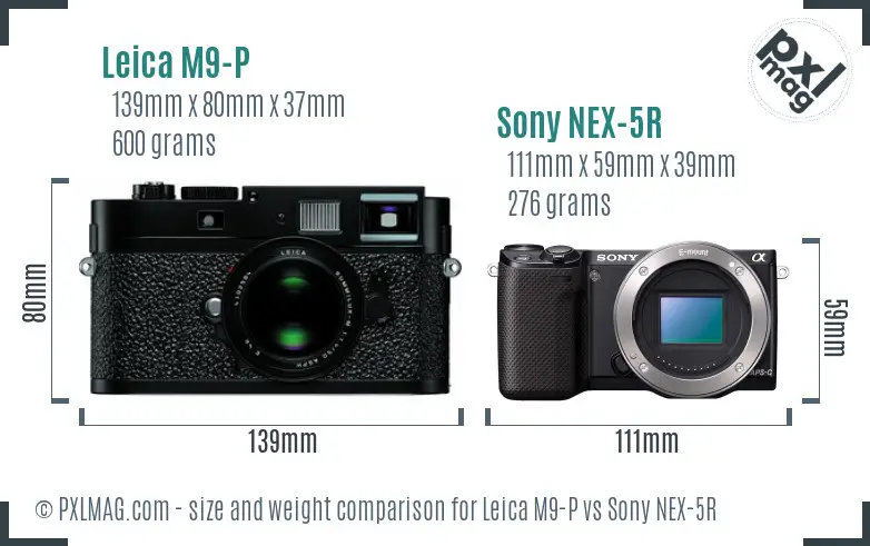 Leica M9-P vs Sony NEX-5R size comparison