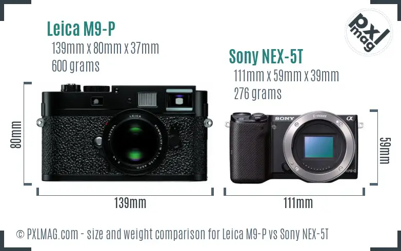Leica M9-P vs Sony NEX-5T size comparison Leica M9-P vs Sony NEX-5T size comparison