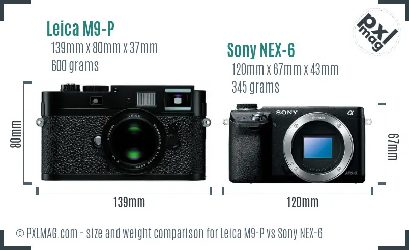 Leica M9-P vs Sony NEX-6 size comparison