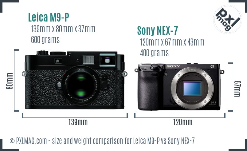 Leica M9-P vs Sony NEX-7 size comparison