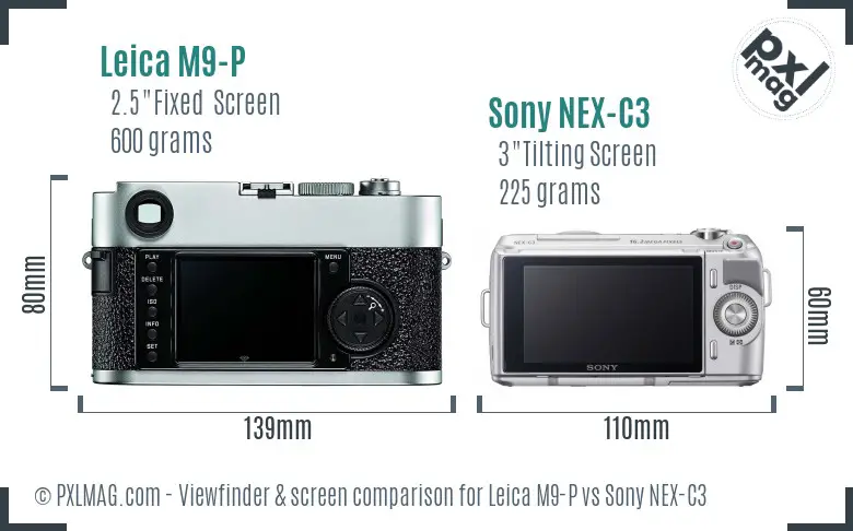 Leica M9-P vs Sony NEX-C3 Screen and Viewfinder comparison