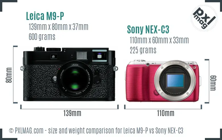 Leica M9-P vs Sony NEX-C3 size comparison