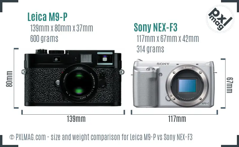 Leica M9-P vs Sony NEX-F3 size comparison