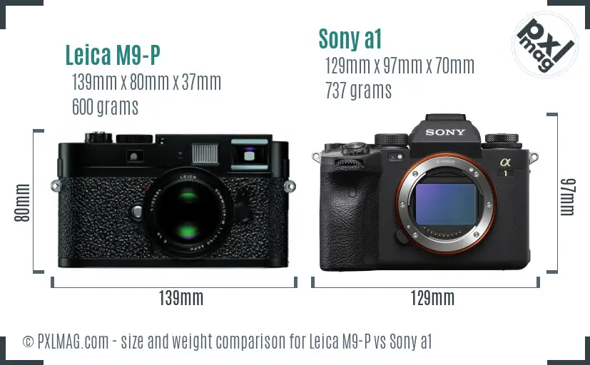 Leica M9-P vs Sony a1 size comparison