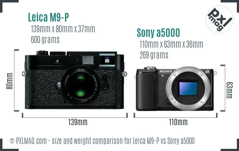 Leica M9-P vs Sony a5000 size comparison