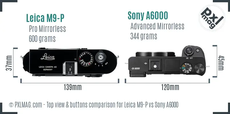 Leica M9-P vs Sony A6000 top view buttons comparison