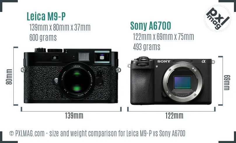 Leica M9-P vs Sony A6700 size comparison