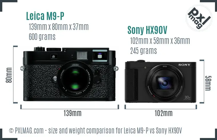 Leica M9-P vs Sony HX90V size comparison