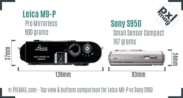 Leica M9-P vs Sony S950 top view buttons comparison
