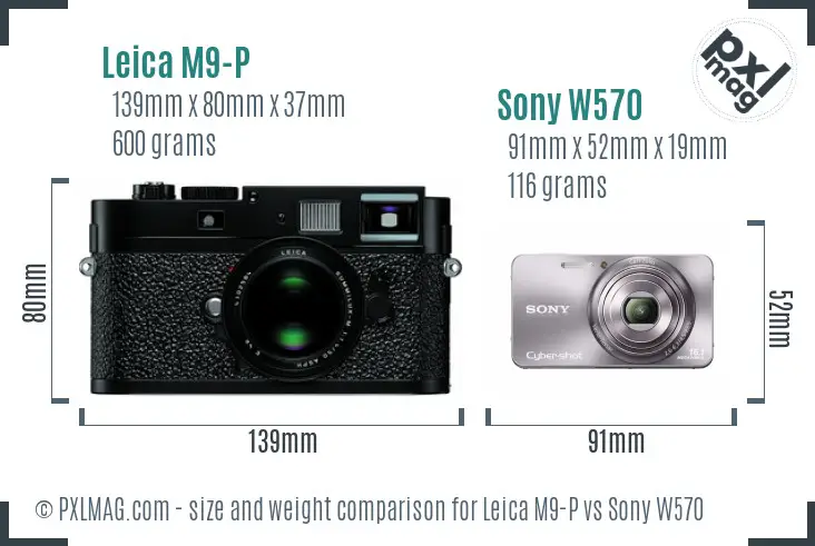 Leica M9-P vs Sony W570 size comparison
