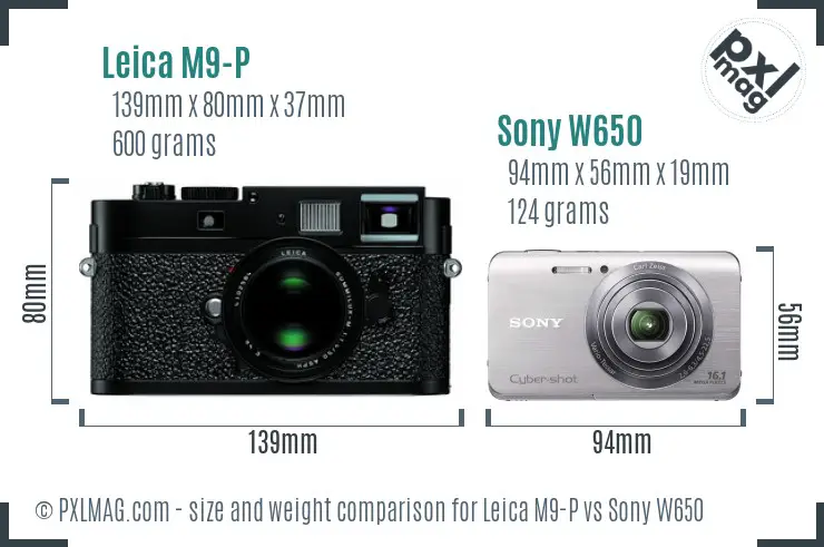 Leica M9-P vs Sony W650 size comparison