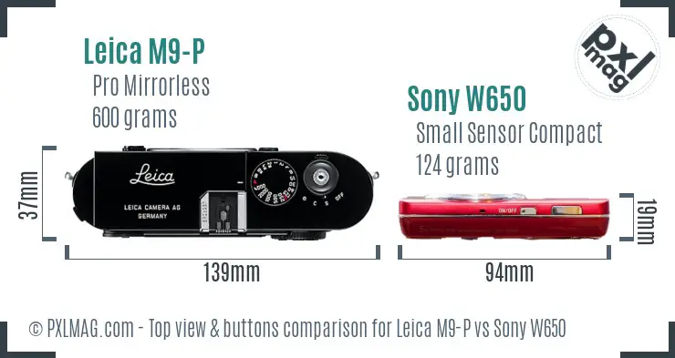Leica M9-P vs Sony W650 top view buttons comparison