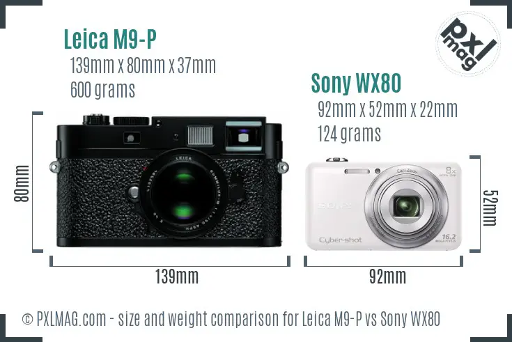 Leica M9-P vs Sony WX80 size comparison