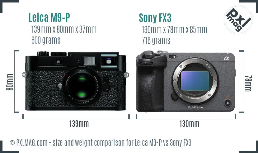 Leica M9-P vs Sony FX3 size comparison