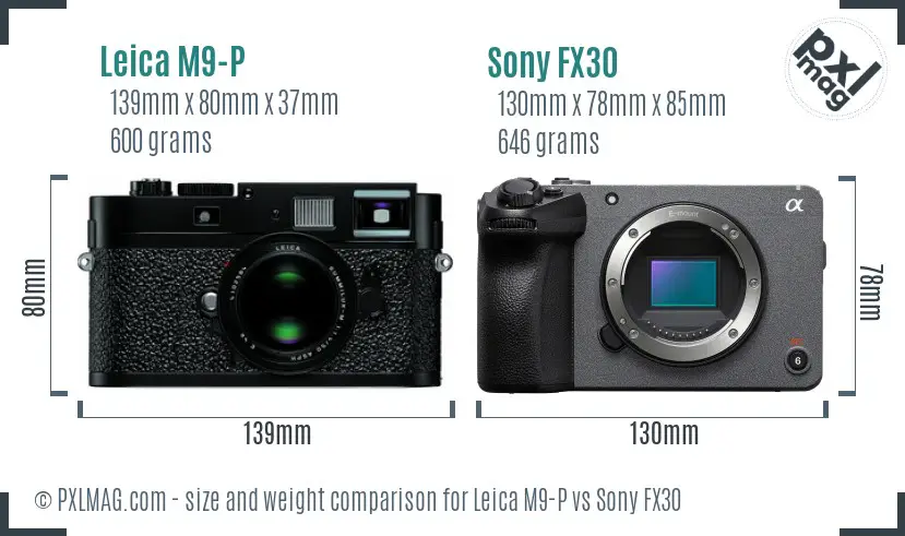 Leica M9-P vs Sony FX30 size comparison