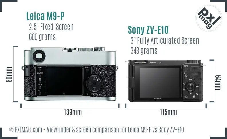 Leica M9-P vs Sony ZV-E10 Screen and Viewfinder comparison