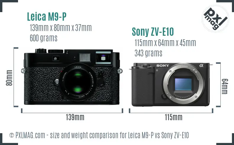 Leica M9-P vs Sony ZV-E10 size comparison