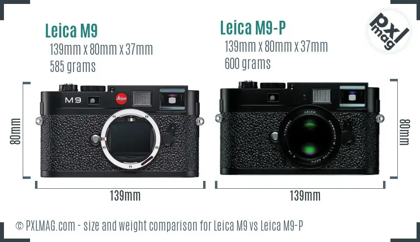 Leica M9 vs Leica M9-P size comparison
