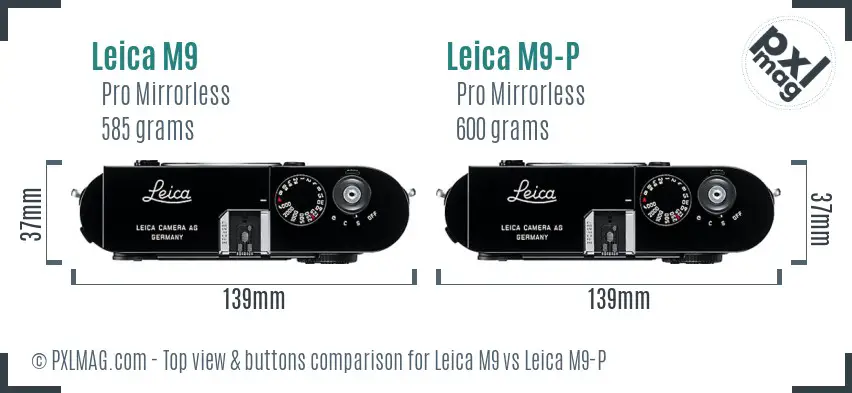 Leica M9 vs Leica M9-P top view buttons comparison