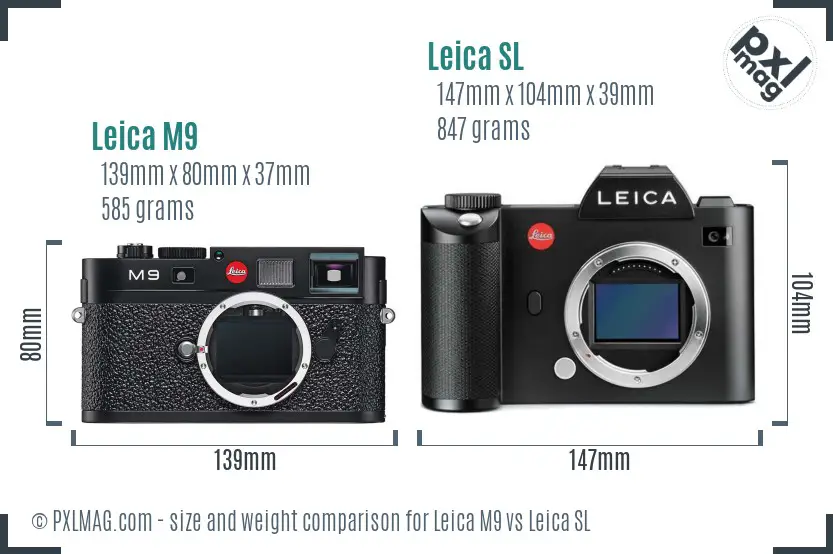 Leica M9 vs Leica SL size comparison
