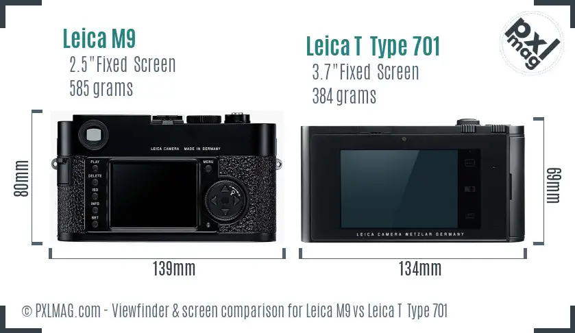 Leica M9 vs Leica T  Type 701 Screen and Viewfinder comparison
