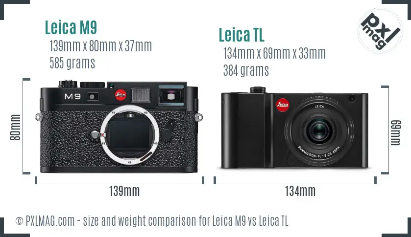 Leica M9 vs Leica TL size comparison