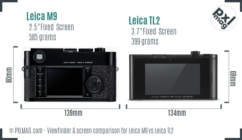 Leica M9 vs Leica TL2 Screen and Viewfinder comparison