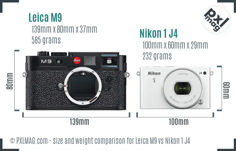 Leica M9 vs Nikon 1 J4 size comparison Leica M9 vs Nikon 1 J4 size comparison
