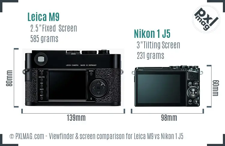 Leica M9 vs Nikon 1 J5 Screen and Viewfinder comparison Leica M9 vs Nikon 1 J5 Screen and Viewfinder comparison