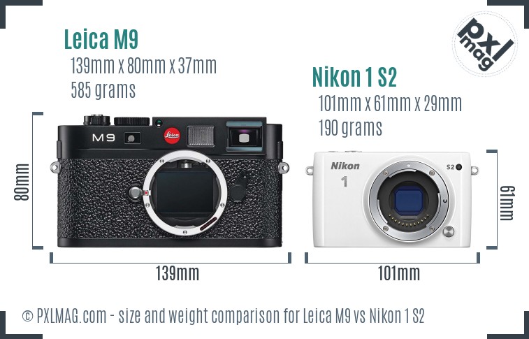 Leica M9 vs Nikon 1 S2 size comparison Leica M9 vs Nikon 1 S2 size comparison