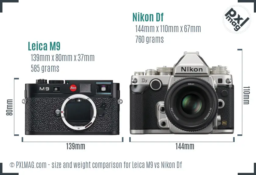 Leica M9 vs Nikon Df size comparison Leica M9 vs Nikon Df size comparison