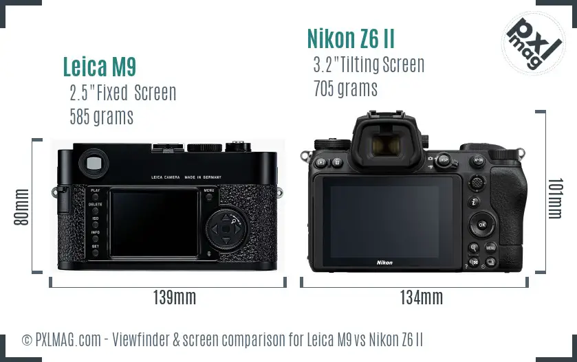 Leica M9 vs Nikon Z6 II Screen and Viewfinder comparison