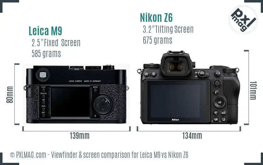 Leica M9 vs Nikon Z6 Screen and Viewfinder comparison