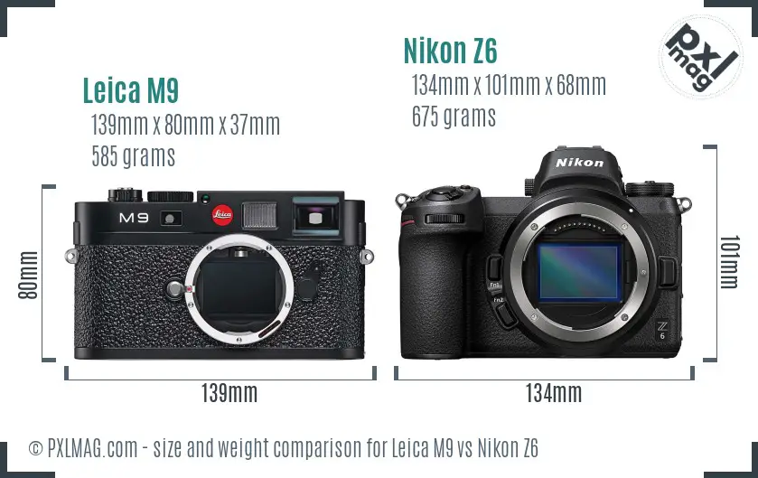 Leica M9 vs Nikon Z6 size comparison