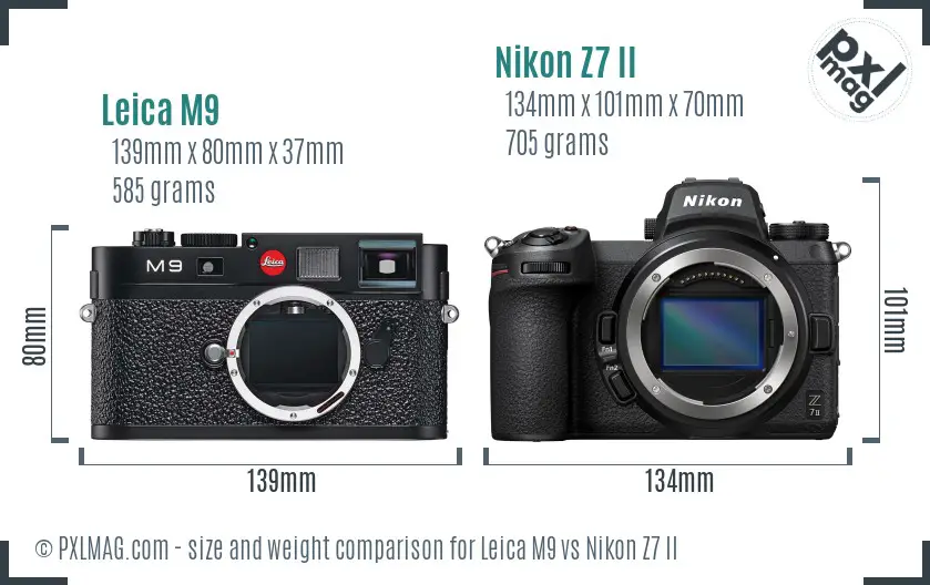 Leica M9 vs Nikon Z7 II size comparison