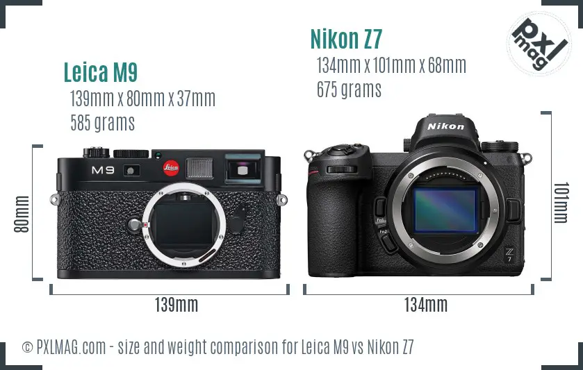 Leica M9 vs Nikon Z7 size comparison Leica M9 vs Nikon Z7 size comparison