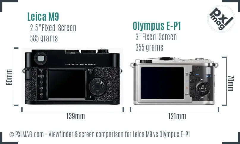 Leica M9 vs Olympus E-P1 Screen and Viewfinder comparison