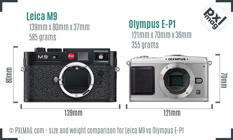 Leica M9 vs Olympus E-P1 size comparison