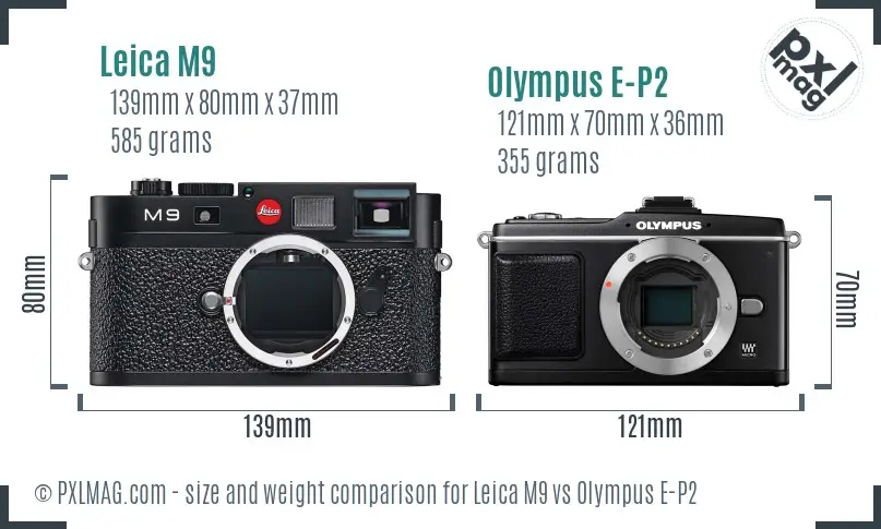 Leica M9 vs Olympus E-P2 size comparison