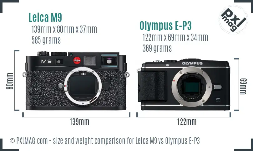 Leica M9 vs Olympus E-P3 size comparison