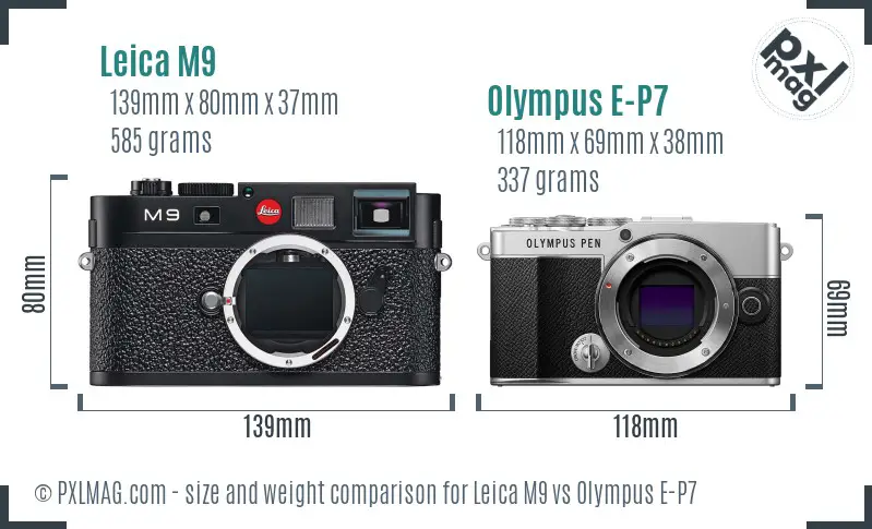 Leica M9 vs Olympus E-P7 size comparison