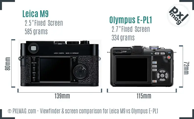 Leica M9 vs Olympus E-PL1 Screen and Viewfinder comparison
