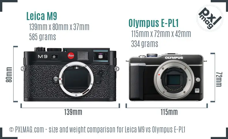 Leica M9 vs Olympus E-PL1 size comparison
