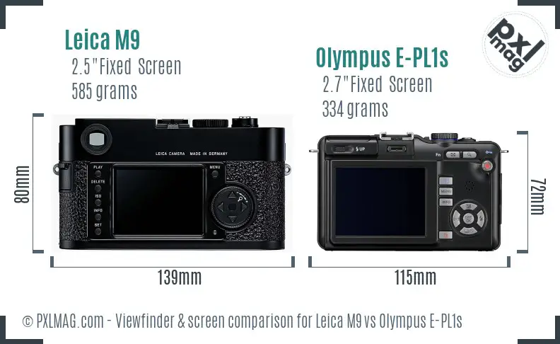 Leica M9 vs Olympus E-PL1s Screen and Viewfinder comparison