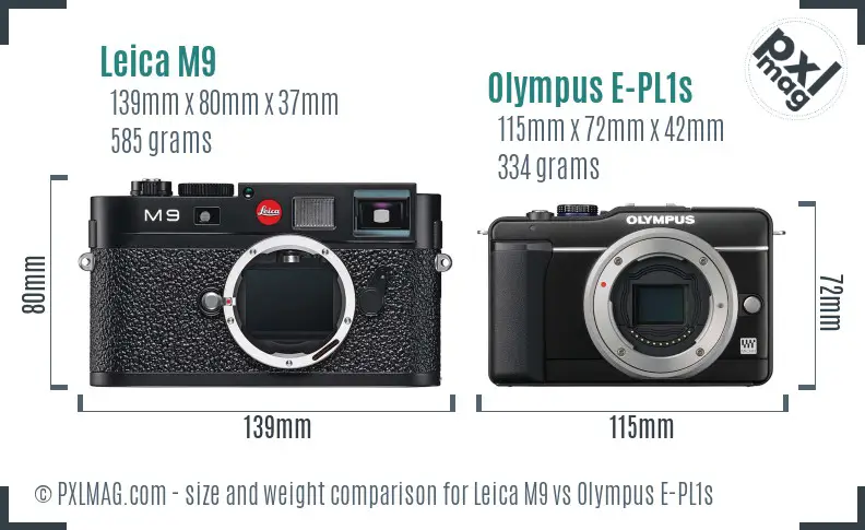 Leica M9 vs Olympus E-PL1s size comparison