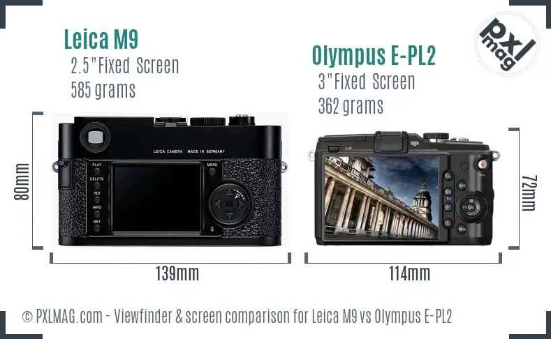 Leica M9 vs Olympus E-PL2 Screen and Viewfinder comparison