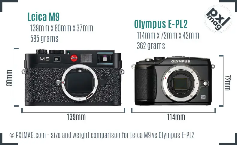 Leica M9 vs Olympus E-PL2 size comparison